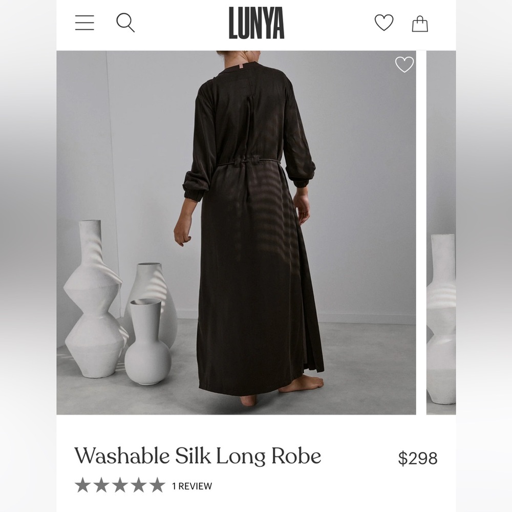 NWT Lunya Washable Silk Long Robe - Immersed Black